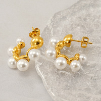 Pendientes de Perlas de Agua Dulce de Acero Inoxidable Electrochapado de Lujo Vintage Estilo Francés, Modernos, Elegantes, Versátiles y de Alta Gama