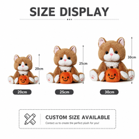 Jouet en peluche anti-stress brodé personnalisé en forme de chaton citrouille, directement de l'usine, fabricant OEM/ODM pour marques de distributeur en gros