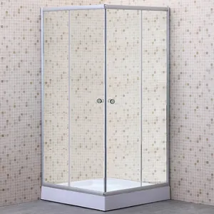 90 センチメートル高級ストレートガラスシャワーエンクロージャ、白フレーム安価なシャワーのエンクロージャ