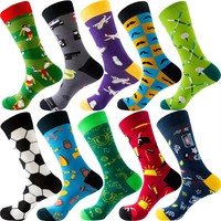 200N Fashion Lot de 10 paires de chaussettes pour homme, assortiment de couleurs, fantaisie, en coton, motifs peinture à l'huile et dessins animés