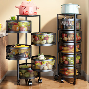 Soportes de almacenamiento multicapa de hierro fundido para cocina, estante de almacenamiento móvil para verduras con ruedas - Product Image 1