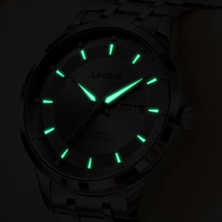 Montre mécanique automatique pour hommes, affichage du calendrier, marqueurs en diamant, bracelet en acier