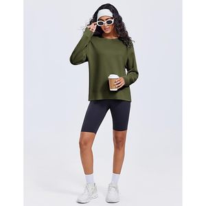 Sudadera Suave de Cuello Redondo para Mujer, Manga Larga, Ligera, Informal, Transpirable, para Yoga, Tejido de Punto, 280 g/m² - Product Image 3