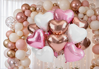 Ballons en feuille de cœur de 18 pouces, rose brillant et blanc, bouquet de ballons flottants pour la Saint-Valentin, anniversaire, mariage, décoration de fête