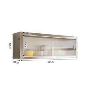 Estante de Almacenamiento de Cocina de Fabricante, Doble, de Acero Inoxidable, Montado en la Pared, Armario Colgante de Pared, Almacenamiento Suspendido de Pared, Puerta Corredera - Product Image 6