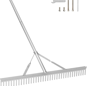 Râteau de jardinage agricole robuste avec manche léger en aluminium pour l'entretien des plantes et la tonte de la pelouse - Product Image 2