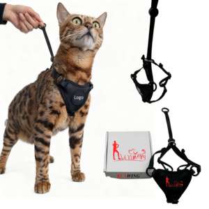 Ontsnappingsbestendige luxe kattenharnas- en riemset met print, lintjes, instapmodel, verstelbare gespsluiting, zacht nylon voor veilig wandelen buitenshuis - Product Image 1