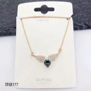 1069 Jingjing Xuping tim mạ vàng đồ trang sức pha lê mặt dây chuyền Nhiều màu kỷ niệm Vòng cổ đồ trang sức
