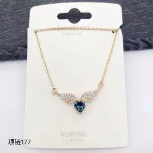 1069 jingjing xupingハートゴールドジュエリークリスタルペンダントマルチカラー記念ネックレスジュエリー