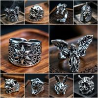 Colección de Anillos Punk Vintage para Hombre al por Mayor: Diseños Retro Geniales de Totem, Geometría, Calavera, Lobo y Águila
