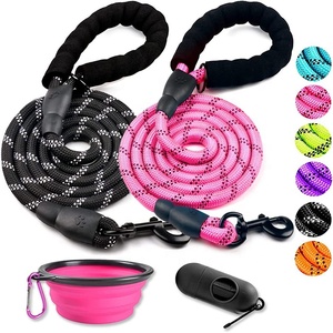 Bán Buôn Nhiều Màu Phản Quang Con Chó Dây Xích Giá Rẻ Set Pet Nguồn Cung Cấp Gấp Bát Con Chó Poop Túi Làm Polyester Nylon Có Động Vật - Product Image 1