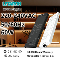 Alimentation LED étanche en plastique 60W 24V AC-DC à économie d'énergie, contrôlée par WiFi, dimmable par Triac, pour armoire OEM