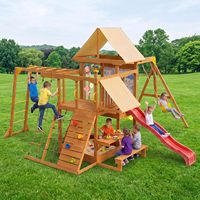 Structures de jeux en bois pour jardin, ensemble de jeux d'extérieur avec système d'escalade, balançoire pour enfants de 3 à 8 ans