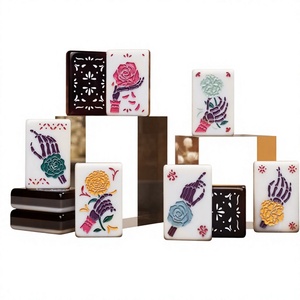 Jeu de tuiles de Mahjong américaines en acrylique, pliable, design moderne de luxe, motif tête de mort, pièces de jeu de Mahjong personnalisées imprimées pour les jeux de société - Product Image 4