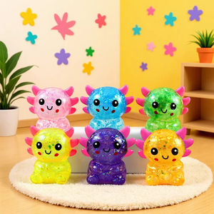 Jouet Squishy Axolotl Pailleté à Remontée Lente en TPR, Anti-Stress et Fidget pour Enfants et Adultes, en Caoutchouc, 5 à 7 Ans - Product Image 1