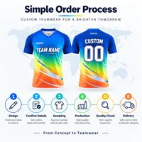 Jersey Sepak Bola Multi Warna Gradasi Kustom V-Neck Sublimasi Penuh Cepat Kering Bernapas Pakaian Tim Personalisasi untuk Klub Lokal