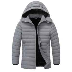 Veste matelassée unie pour homme, coupe-vent et imperméable, à capuche, zippée, idéale pour les activités de plein air et le quotidien - Product Image 1