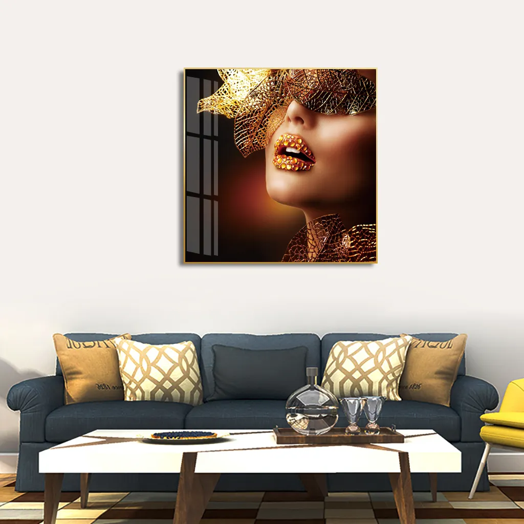 Gold Sexy Lips art modern wall art nude luxury painting for home decor picture print canvas and poster girl