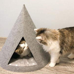 100% Cotton Triangular <strong>Cat</strong> <strong>Felt</strong> Tent <strong>Bed</strong> Solid <strong>Pattern</strong> Conical <strong>Cat</strong> Nest Cave with Pet Mat - Product Image 3