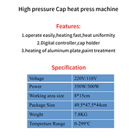 Presse à chaud haute pression 8x14cm multifonctionnelle pour casquettes de baseball, visières courbées et plates