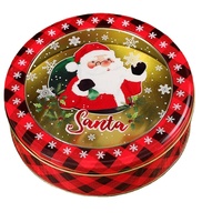 Caja de Hojalata Circular con Ventana de 17*5cm para Galletas, Dulces y Chocolates, Caja Navideña para Niños