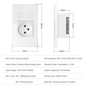 Tuya 1 Gang Wifi Home Wall Plugs e Switch Socket Smart Avatto Israel prese e interruttori Standard