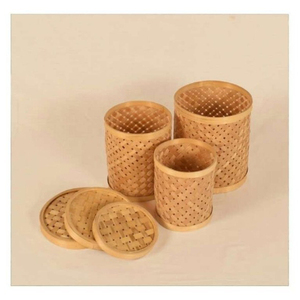 Boîte de rangement décorative en bambou avec couvercle, organisateur spacieux pour vêtements, accessoires, jouets, collations, fournitures de cuisine, salle de bain - Product Image 5