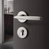 Serrure de porte en bois pour chambre à coucher, poignée de porte domestique moderne silencieuse à succion magnétique, serrure de porte en nickel brossé mat