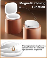 Ensemble de miroir de poche compact intelligent Lanson avec lumières LED, grossissement 5x, logo personnalisé, miroir de maquillage pliable