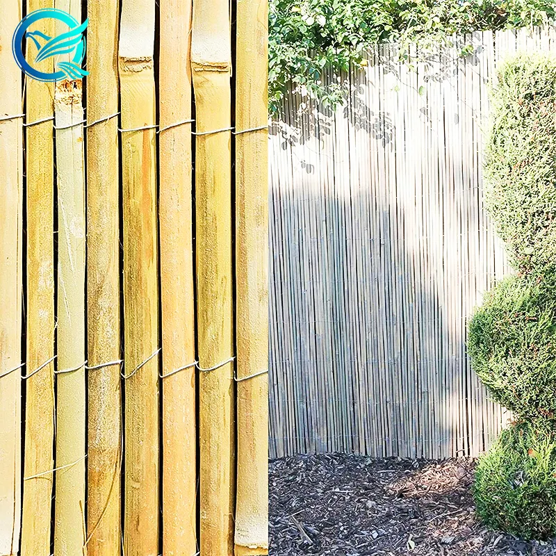 natural bamboo beaded curtain panels for garden border edge wooden fence