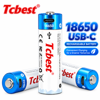 Baterai Lithium Ion Isi Ulang 18650 3.7V 2200mAh USB-C Tipe-C Sel Li-ion Silinder untuk Elektronik Senter
