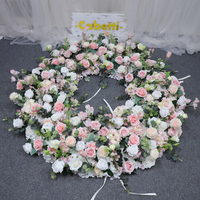 Guirlande décorative pour table de gâteau, arrangement floral pour mariage, centre de table artificiel avec roses et gypsophile, anneau de fleurs