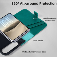 Compatible avec iPhone Duo : Étui à rabat en cuir huilé avec fermeture magnétique latérale