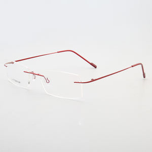 6020ファッション長方形無縁メモリ金属メガネフレーム男性用光学処方眼鏡ピンク近視眼鏡 - Product Image 2