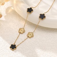 18K gouden roestvrijstalen waterdichte ketting met pruimenbloesempatroon, stoer, elegant, dames statement hanger, cadeau