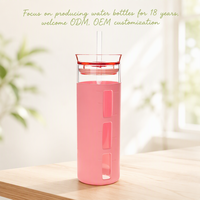 Gobelet en verre borosilicaté réutilisable 360ML 500ML avec tasse en verre de paille avec protecteur en silicone