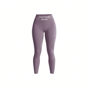 Leggings de yoga taille haute avec ceinture élastique, extensibles dans les quatre sens, sans coutures, longueur intégrale, en Spandex/Nylon, pour le fitness - Product Image 2