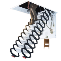 Échelle de grenier électrique télescopique pliable, design moderne, capacité de charge 300 kg, hauteur extensible 10 pieds, 3 marches, verrouillage manuel