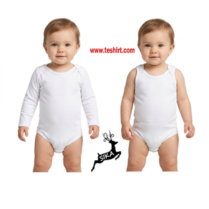 Combinaisons pour bébé en bambou biologique interlock OCS, couleurs Pantone, impression personnalisée, écologiques, antibactériennes, fermeture à boutons pression - Product Image 1
