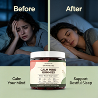 Gummies Fraise Esprit & Corps les plus vendues, pour le soulagement quotidien du stress, l'équilibre de l'humeur, la concentration cognitive et la relaxation nocturne, 60 OEM
