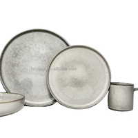 Service de table en grès céramique JW China, 18 pièces, prix usine, assiettes et bols fantaisie, glaçure réactive effet pierre, pour 6 personnes