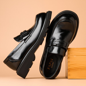 Papai Dushi Mocassins en cuir véritable pour hommes, semelle souple, talon moyen, chaussures décontractées pour affaires - Product Image 4