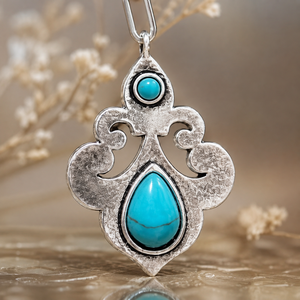 Collana con Ciondolo in Stile Bohémien Colore Turchese Design Vintage per Donne - Product Image 4