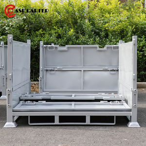 Ağır katlanabilir Q235 özelleştirilebilir malzeme lojistik istifleme sanayi istiflenebilir katlanabilir çelik katlanabilir Metal palet kutusu - Product Image 1