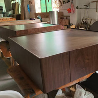Table basse de style nordique en noyer noir d'Amérique du Nord, design carré avec rangement, table basse moderne de style italien