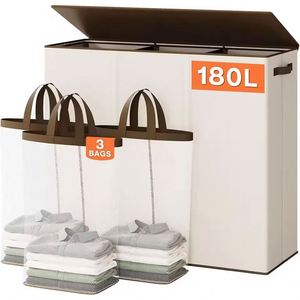 Panier à linge double grande capacité avec sacs amovibles, pliable - Product Image 1