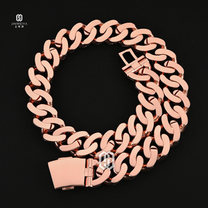 Collier Chunky pour Homme, Chaîne Cubaine Solide Hip Hop 24mm, Plaqué Or Rose, avec Zircons, Grand Modèle à Maillons Épais - Product Image 5