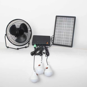 Fengming FM-003 Complete <b>Solar</b> Power <b>System</b> 12V Small Floor Fan + 2 LED <b>Lights</b> Wire + USB Outdoor Camping & Home Use FM-003 - Product Image 4
