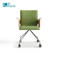 Fauteuil ergonomique pivotant avec accoudoirs en contreplaqué, idéal pour le bureau à domicile, les salles de conférence et les zones de collaboration, chaise polyvalente pour le personnel