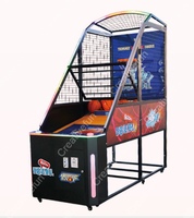 Machine de jeu de tir au basket-ball électronique d'arcade à pièces pliable avec construction métallique et prise en charge de la langue anglaise
